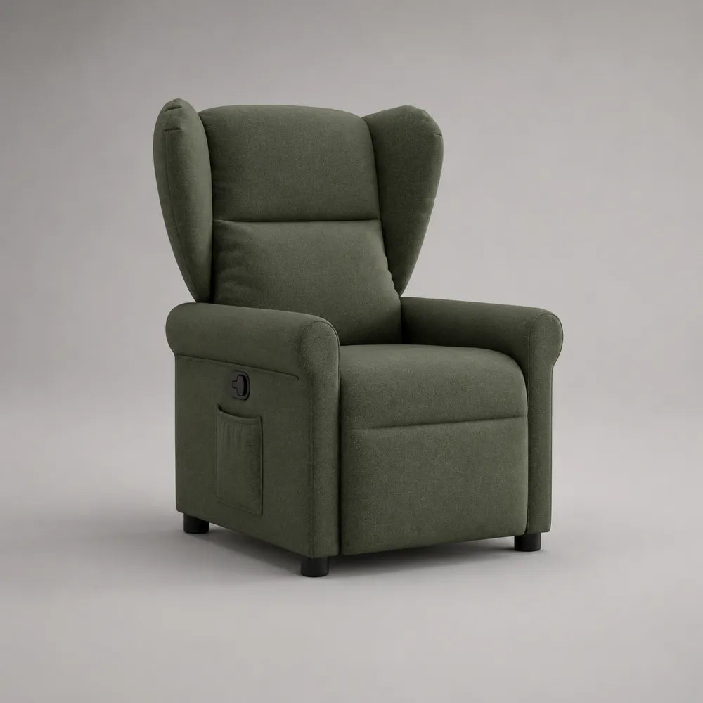 Fauteuil inclinable en tissu polyester vert avec repose-pieds intégré 80 x 90 x 105 cm