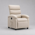 Fauteuil inclinable rembourré en polyester beige avec repose-pieds intégré structure enveloppante 80 x 90 x 105 cm