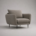 Fauteuil de salon 80x85x85 cm en polyester gris avec accoudoirs et pieds en acier noir