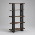 Bibliothèque ouverte en MDF effet noyer avec structure en acier noir 100 x 35 x 180 cm
