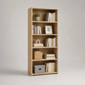 Bibliothèque ouverte 70x30x180 cm en panneau mélaminé chêne clair avec 5 niveaux